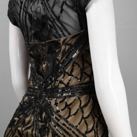 NWT Evening Dress - Black & Gold Sue Wong - Picture 4 of 9